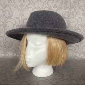 Women's Wide-Brim Wool Felt cloche Hat - Gray